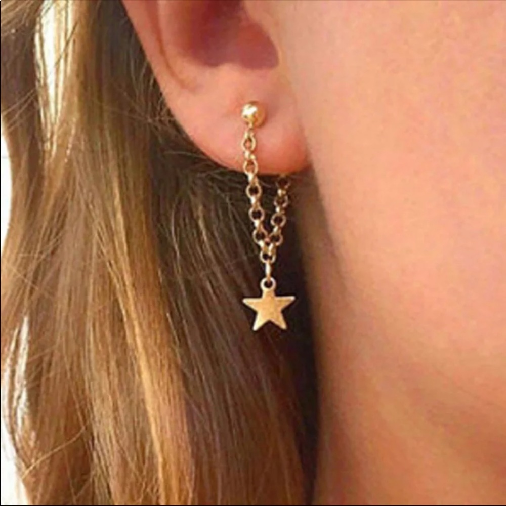 •Sandy• Star Chain Drop Earrings